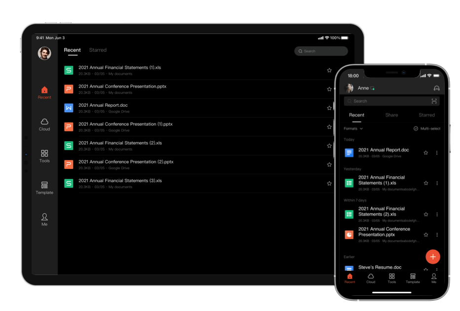 Mais funcionalidades do WPS Office para iOS/ipadOS